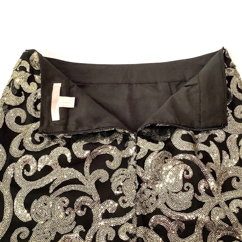 Women's Metallic Gold Black Sequin Straight Skirt sz M FOREVER 21 - Picture 5 of 7